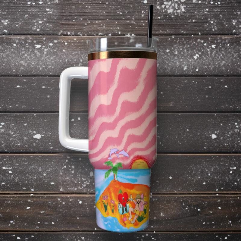 Bad Bunny Music Custom Stanley Quencher 40oz Stainless Steel Tumbler With Handle - Threewoofs - Image 2