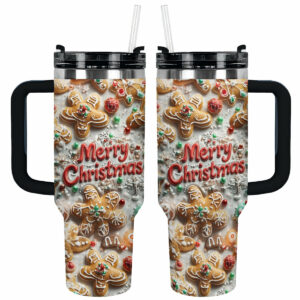 Baking Merry Christmas Custom Stanley Quencher 40oz Stainless Steel Tumbler With Handle - Threewoofs