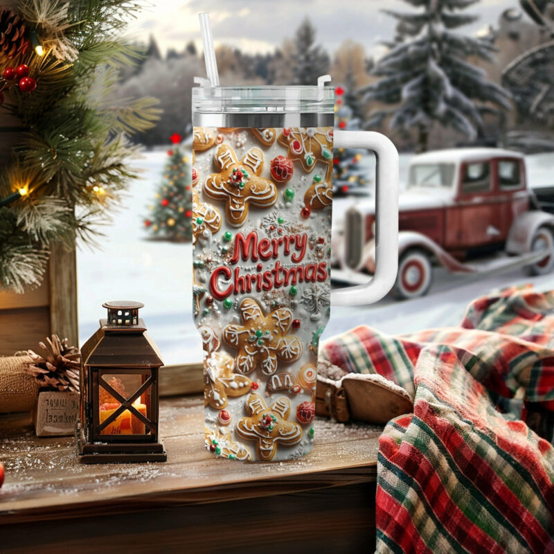 Baking Merry Christmas Custom Stanley Quencher 40oz Stainless Steel Tumbler With Handle - Threewoofs - Image 3