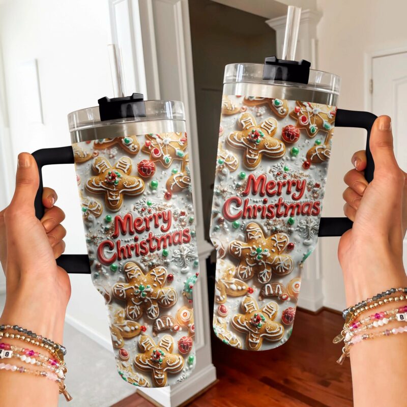 Baking Merry Christmas Custom Stanley Quencher 40oz Stainless Steel Tumbler With Handle - Threewoofs - Image 2