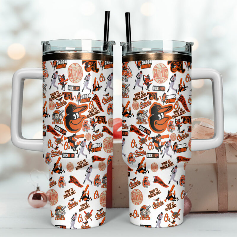 Baltimore Orioles MLB Sports Custom Stanley Quencher 40oz Stainless Steel Tumbler With Handle - Threewoofs - Image 4