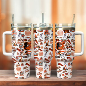 Baltimore Orioles MLB Sports Custom Stanley Quencher 40oz Stainless Steel Tumbler With Handle - Threewoofs