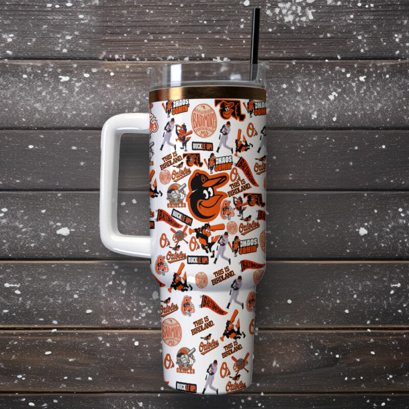 Baltimore Orioles MLB Sports Custom Stanley Quencher 40oz Stainless Steel Tumbler With Handle - Threewoofs - Image 2