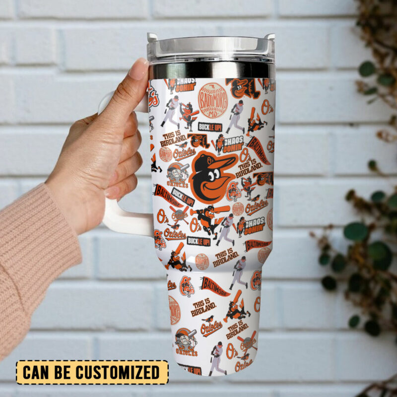 Baltimore Orioles MLB Sports Custom Stanley Quencher 40oz Stainless Steel Tumbler With Handle - Threewoofs - Image 3