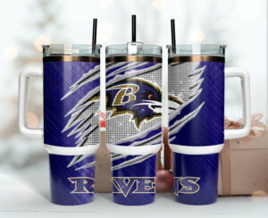 Baltimore Ravens NFL Custom Stanley Quencher 40oz Stainless Steel Tumbler With Handle - Threewoofs