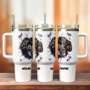 Baltimore Ravens NFL Custom Stanley Quencher 40oz Stainless Steel Tumbler With Handle - Threewoofs