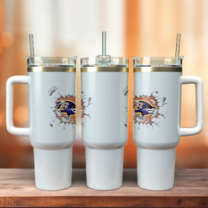 Baltimore Ravens NFL Custom Stanley Quencher 40oz Stainless Steel Tumbler With Handle - Threewoofs