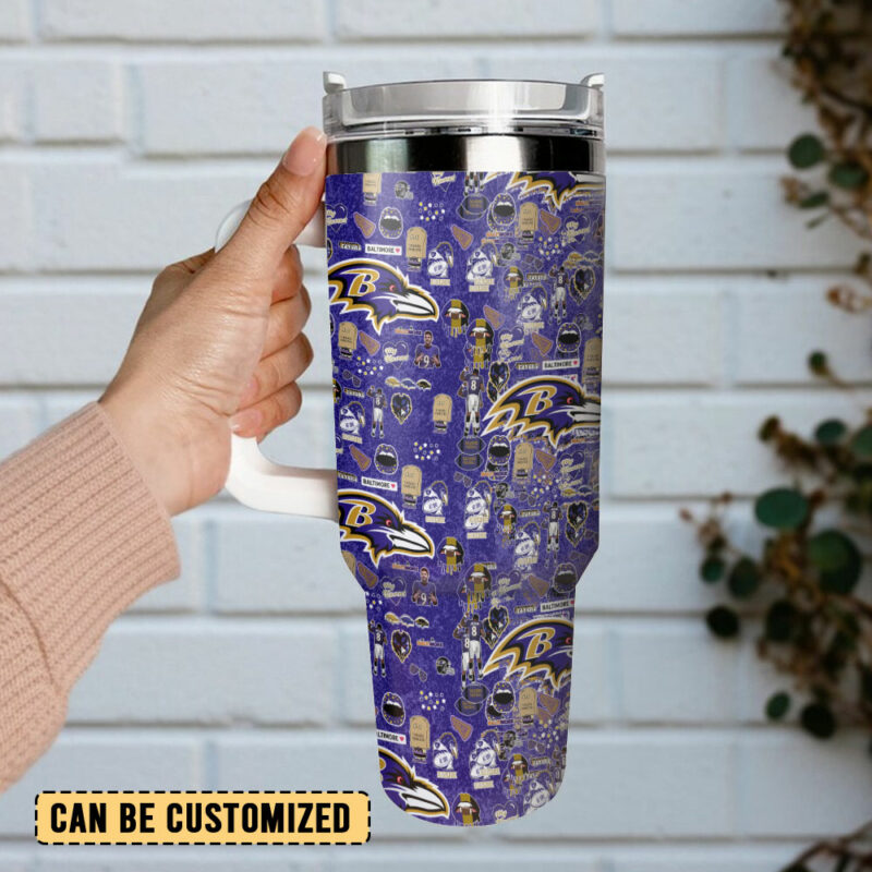 Baltimore Ravens NFL Custom Stanley Quencher 40oz Stainless Steel Tumbler With Handle - Threewoofs - Image 3