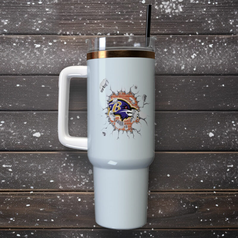 Baltimore Ravens NFL Custom Stanley Quencher 40oz Stainless Steel Tumbler With Handle - Threewoofs - Image 2