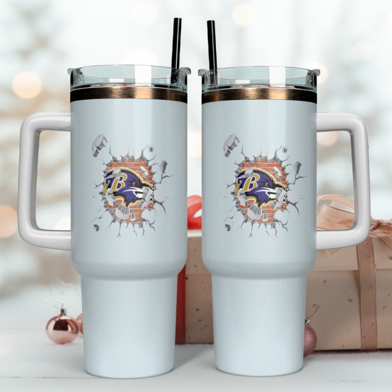 Baltimore Ravens NFL Custom Stanley Quencher 40oz Stainless Steel Tumbler With Handle - Threewoofs - Image 4