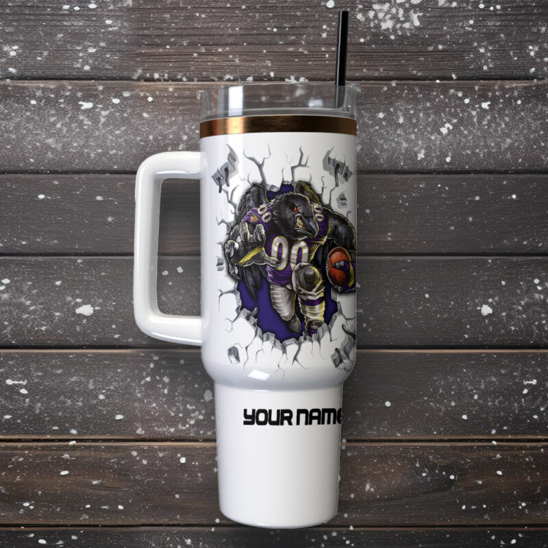 Baltimore Ravens NFL Custom Stanley Quencher 40oz Stainless Steel Tumbler With Handle - Threewoofs - Image 2