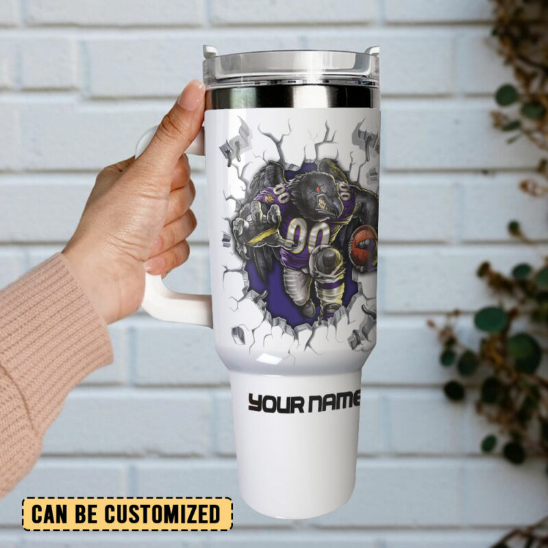 Baltimore Ravens NFL Custom Stanley Quencher 40oz Stainless Steel Tumbler With Handle - Threewoofs - Image 3