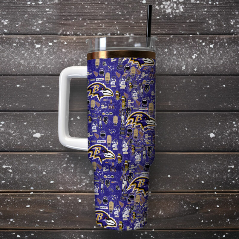 Baltimore Ravens NFL Custom Stanley Quencher 40oz Stainless Steel Tumbler With Handle - Threewoofs - Image 2