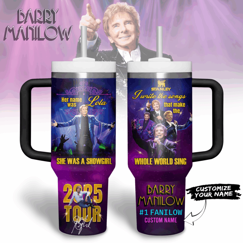 Barry Manilow Music Custom Stanley Quencher 40oz Stainless Steel Tumbler With Handle - Threewoofs