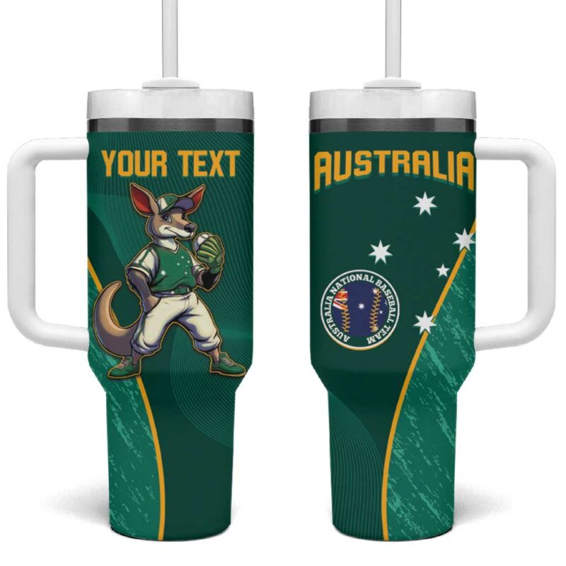 Baseball Australia Go Champions ‚Äì Aussie Kangaroo Mascot Custom Stanley Quencher 40oz Stainless Steel Tumbler With Handle - Threewoofs - Image 2
