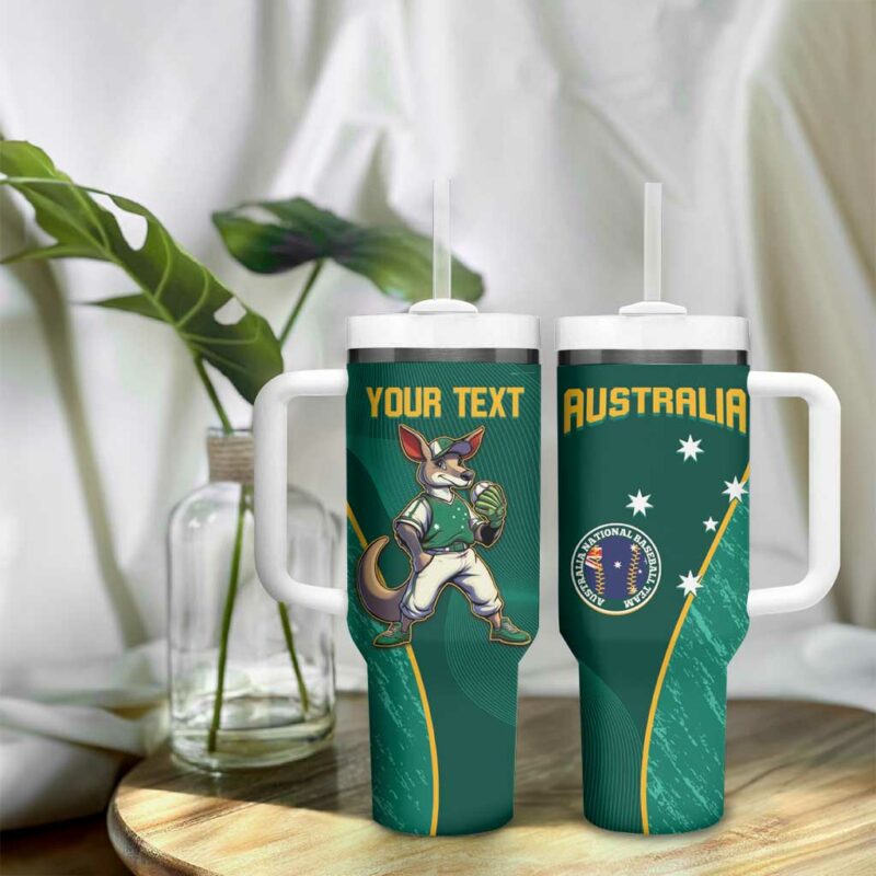 Baseball Australia Go Champions ‚Äì Aussie Kangaroo Mascot Custom Stanley Quencher 40oz Stainless Steel Tumbler With Handle - Threewoofs - Image 9