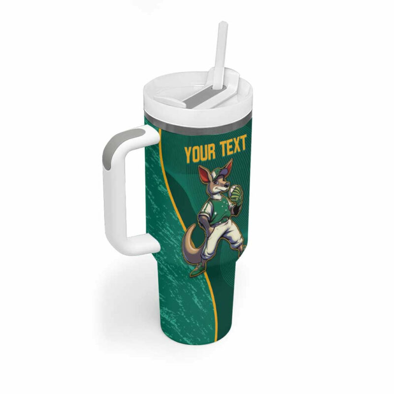 Baseball Australia Go Champions ‚Äì Aussie Kangaroo Mascot Custom Stanley Quencher 40oz Stainless Steel Tumbler With Handle - Threewoofs - Image 3