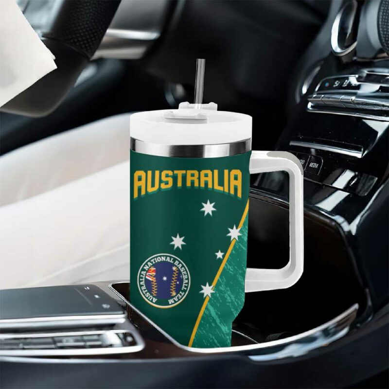 Baseball Australia Go Champions ‚Äì Aussie Kangaroo Mascot Custom Stanley Quencher 40oz Stainless Steel Tumbler With Handle - Threewoofs - Image 8