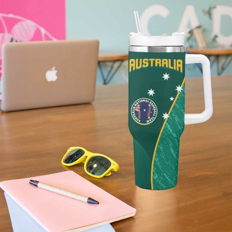 Baseball Australia Go Champions ‚Äì Aussie Kangaroo Mascot Custom Stanley Quencher 40oz Stainless Steel Tumbler With Handle - Threewoofs - Image 5