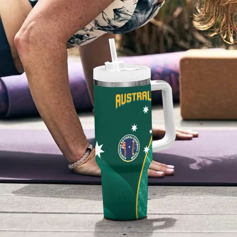 Baseball Australia Go Champions ‚Äì Aussie Kangaroo Mascot Custom Stanley Quencher 40oz Stainless Steel Tumbler With Handle - Threewoofs - Image 6