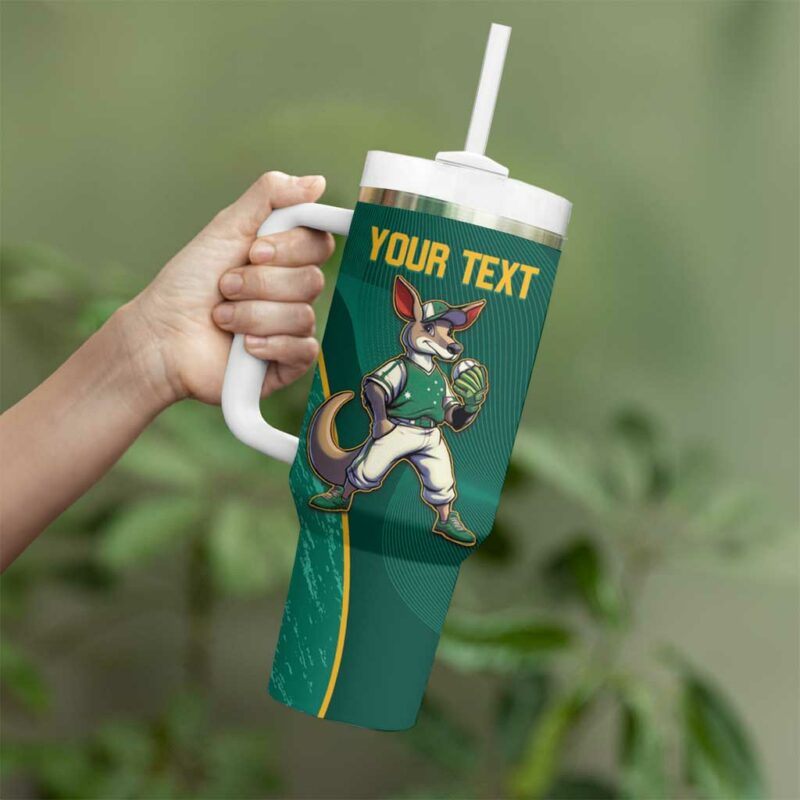 Baseball Australia Go Champions ‚Äì Aussie Kangaroo Mascot Custom Stanley Quencher 40oz Stainless Steel Tumbler With Handle - Threewoofs - Image 4