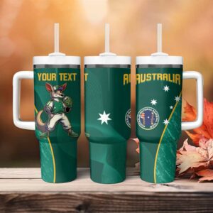 Baseball Australia Go Champions ‚Äì Aussie Kangaroo Mascot Custom Stanley Quencher 40oz Stainless Steel Tumbler With Handle - Threewoofs