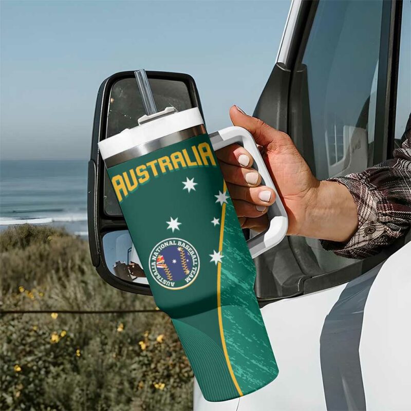 Baseball Australia Go Champions ‚Äì Aussie Kangaroo Mascot Custom Stanley Quencher 40oz Stainless Steel Tumbler With Handle - Threewoofs - Image 7