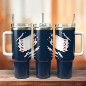 Baseball Sports Custom Stanley Quencher 40oz Stainless Steel Tumbler With Handle - Threewoofs