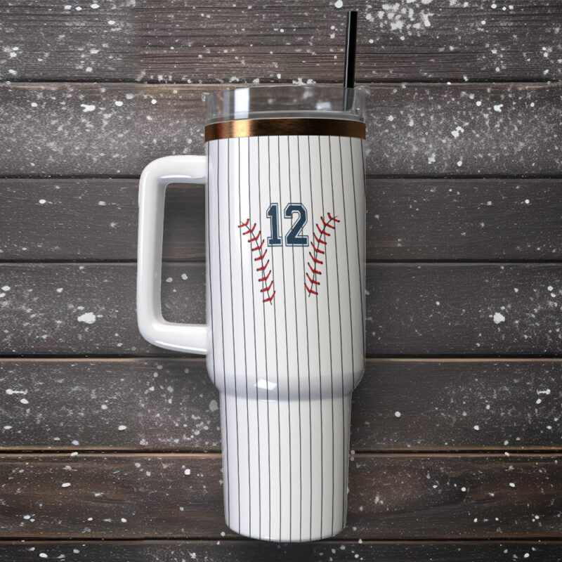 Baseball Sports Custom Stanley Quencher 40oz Stainless Steel Tumbler With Handle - Threewoofs - Image 2