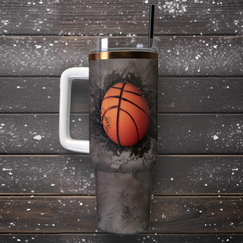 Basketball Sports Custom Stanley Quencher 40oz Stainless Steel Tumbler With Handle - Threewoofs - Image 2