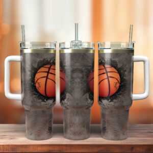 Basketball Sports Custom Stanley Quencher 40oz Stainless Steel Tumbler With Handle - Threewoofs