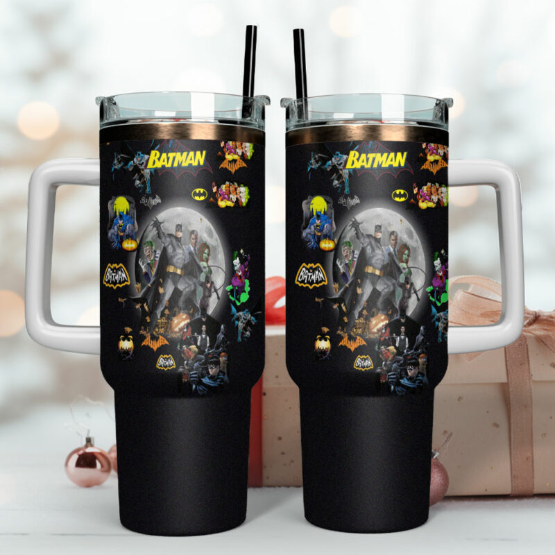 Batman Movies Custom Stanley Quencher 40oz Stainless Steel Tumbler With Handle - Threewoofs - Image 4