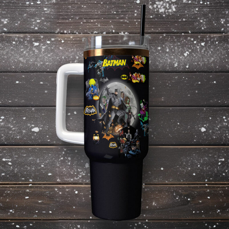 Batman Movies Custom Stanley Quencher 40oz Stainless Steel Tumbler With Handle - Threewoofs - Image 2