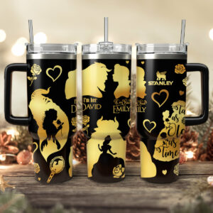 Beauty And The Beast Movies Valentine Custom Stanley Quencher 40oz Stainless Steel Tumbler With Handle - Threewoofs