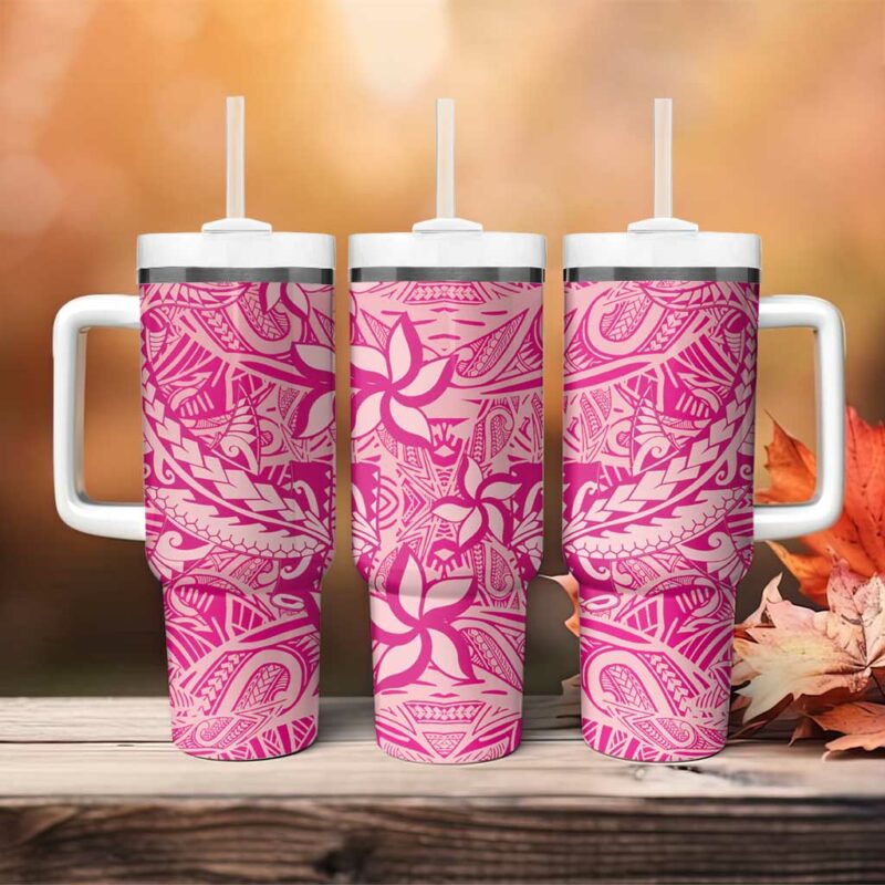 Beige Gradient Polynesia Hawaiian Tribal Hammerhead Shark Tattoo Custom Stanley Quencher 40oz Stainless Steel Tumbler With Handle - Threewoofs - Image 4
