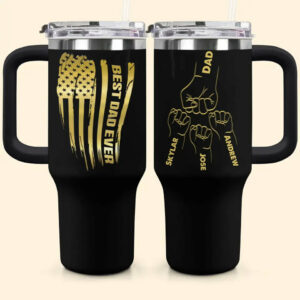 Best Dad Ever Custom Stanley Quencher 40oz Stainless Steel Tumbler With Handle - Threewoofs
