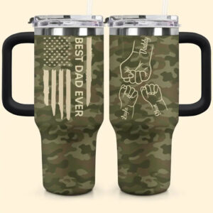 Best Dad Ever Custom Stanley Quencher 40oz Stainless Steel Tumbler With Handle - Threewoofs