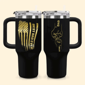 Best Dad Ever Custom Stanley Quencher 40oz Stainless Steel Tumbler With Handle - Threewoofs