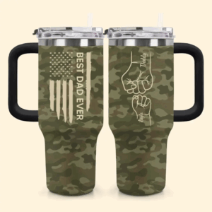 Best Dad Ever Custom Stanley Quencher 40oz Stainless Steel Tumbler With Handle - Threewoofs