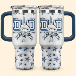 Best Fur Dad Ever Custom Stanley Quencher 40oz Stainless Steel Tumbler With Handle - Threewoofs
