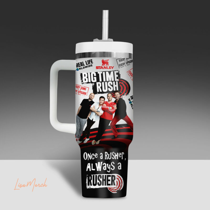 Big Time Rush Music Custom Stanley Quencher 40oz Stainless Steel Tumbler With Handle - Threewoofs - Image 3