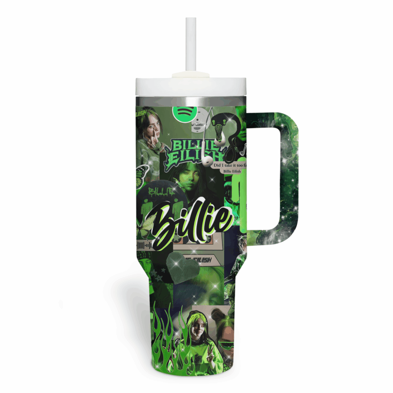 Billie Eilish Music Custom Stanley Quencher 40oz Stainless Steel Tumbler With Handle - Threewoofs - Image 3