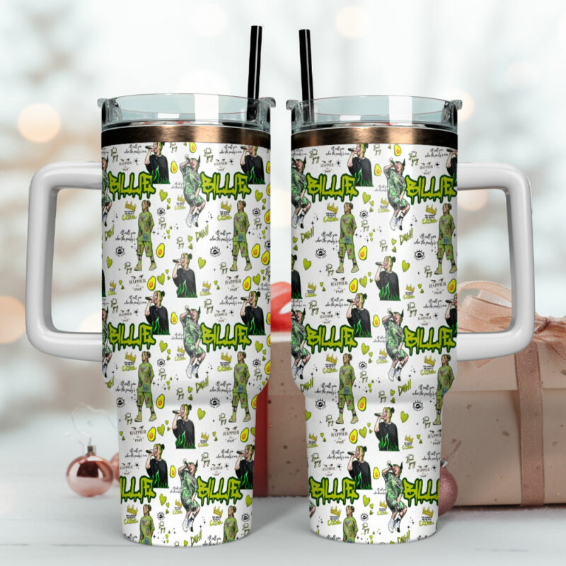 Billie Eilish Music Custom Stanley Quencher 40oz Stainless Steel Tumbler With Handle - Threewoofs - Image 4