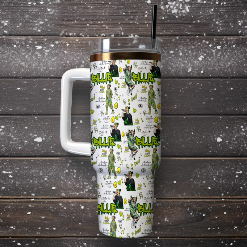 Billie Eilish Music Custom Stanley Quencher 40oz Stainless Steel Tumbler With Handle - Threewoofs - Image 2