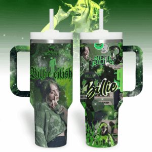 Billie Eilish Music Custom Stanley Quencher 40oz Stainless Steel Tumbler With Handle - Threewoofs