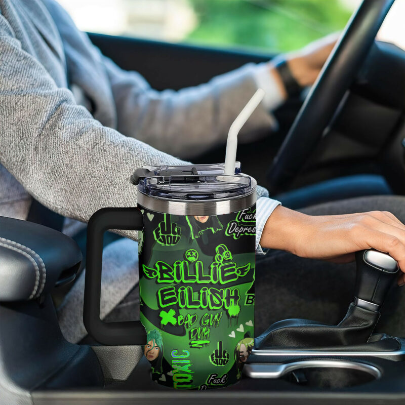 Billie Eilish Music Custom Stanley Quencher 40oz Stainless Steel Tumbler With Handle - Threewoofs - Image 6