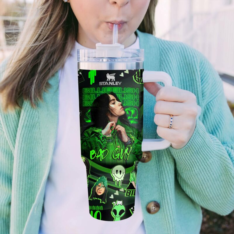 Billie Eilish Music Custom Stanley Quencher 40oz Stainless Steel Tumbler With Handle - Threewoofs - Image 5