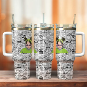 Billie Eilish Music Custom Stanley Quencher 40oz Stainless Steel Tumbler With Handle - Threewoofs