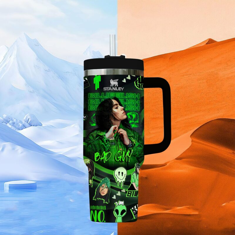 Billie Eilish Music Custom Stanley Quencher 40oz Stainless Steel Tumbler With Handle - Threewoofs - Image 3