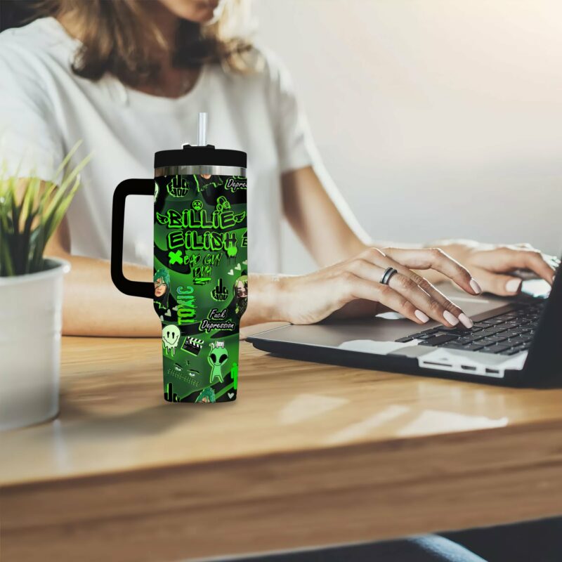 Billie Eilish Music Custom Stanley Quencher 40oz Stainless Steel Tumbler With Handle - Threewoofs - Image 2